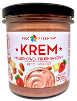 Krem migdałowo czekoladowo truskawkowy bez dodatku cukru bezglutenowy keto 300 g - Pięć Przemian