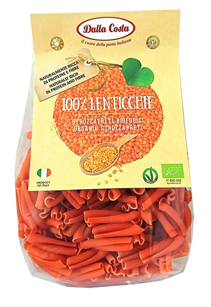 MAKARON (Z SOCZEWICY CZERWONEJ) STROZZAPRETI BEZGLUTENOWY BIO 250 g - DALLA COSTA