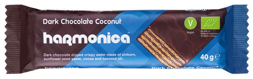 Wafelek z samopszy z kremem kokosowo kakaowym w polewie czekoladowej 40 g - Harmonica (EKO)