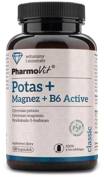 Potas magnez i witamina B6 active bezglutenowe 120 szt. - Pharmovit