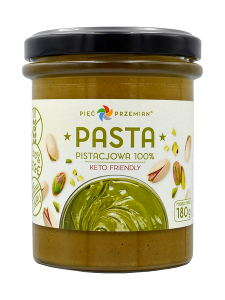 Krem z pistacji 100 % bez dodatku cukru bezglutenowy 180 g - Pięć Przemian