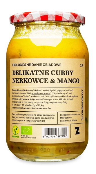 Curry Delikatne Z Orzechami Nerkowca I Mango Bio 900 Ml - Delikatna (Zakwasownia)