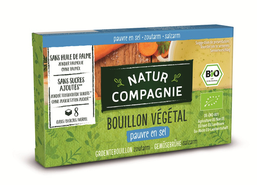 Bulion kostki warzywne bez dodatku cukru o niskiej zawartości soli 8 szt. 68 g - Natur Compagnie (EKO)