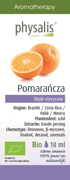 Olejek eteryczny pomarańcza 10 ml - Physalis (EKO)