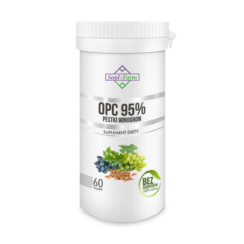 PESTKI WINOGRON EKSTRAKT 95 % OPC 60 KAPSUŁEK (450 mg) - SOUL FARM