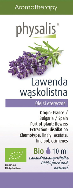 Olejek eteryczny lawenda wąskolistna 10 ml - Physalis (EKO)