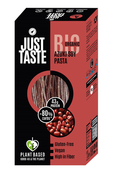 Makaron proteinowy spaghetti (z soi i fasoli czerwonej adzuki) bezglutenowy 250 g - just taste (EKO)