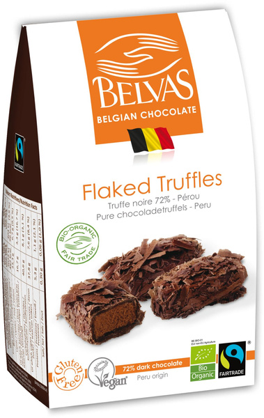 Czekoladki belgijskie trufle z gorzką czekoladą fair trade bezglutenowe 100 g - Belvas (BIO)