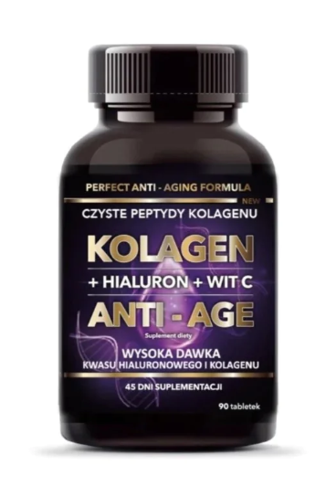 Kolagen + Kwas Hialuronowy + Witamina C Anti - Age 90 Tabletek - Intenson