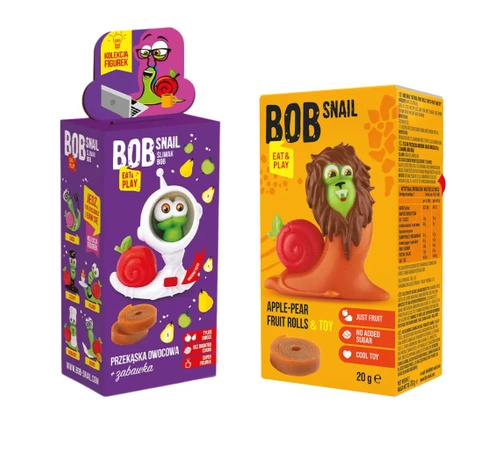 Przekąska bob snail eat & play jabłko gruszka z zabawką (losowa) bezglutenowa 20 G - Bob Snail