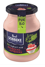 JOGURT KREMOWY TRUSKAWKA - MALINA (3,8% TŁUSZCZU W MLEKU) BIO 500 g (SŁOIK) - SOBBEKE