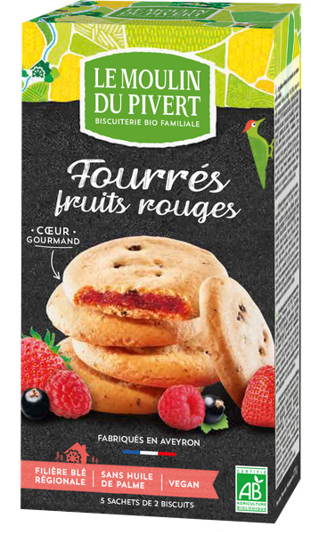 Ciastka z nadzieniem z czerwonych owoców 175 g - Le Moulin Du Pivert (EKO)