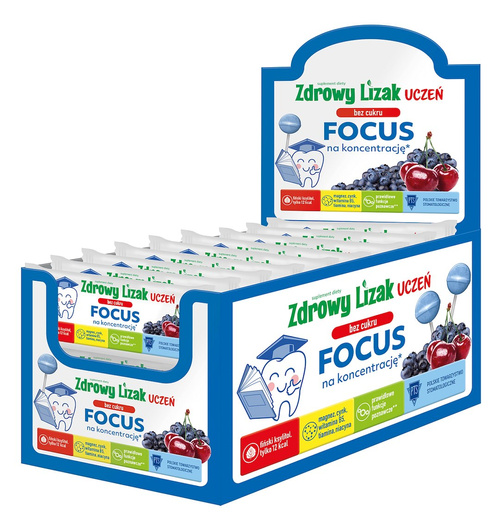 Lizak wiśniowo jagodowy na koncentrację bez cukru bezglutenowy 6 g - Zdrowy Lizak