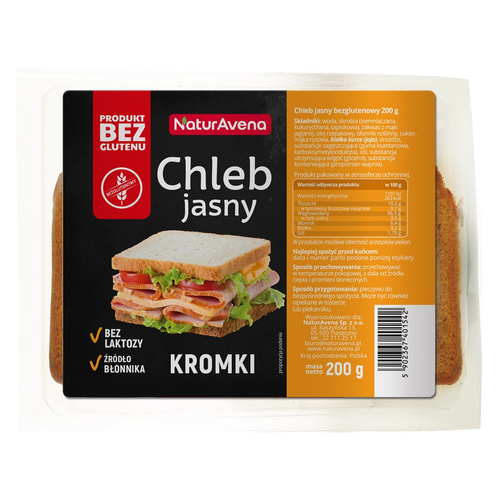 Chleb Jasny Kromki Bezglutenowy 200g - NaturaVena