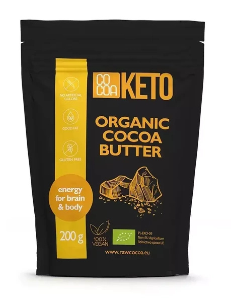 Tłuszcz kakaowy bezglutenowy KETO 200 g - Cocoa (EKO)