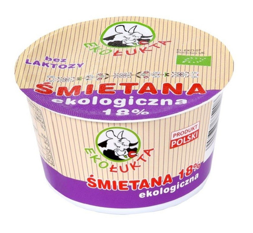 Ekologiczna Śmietana 18% Bez Laktozy 200g - EkoŁukta