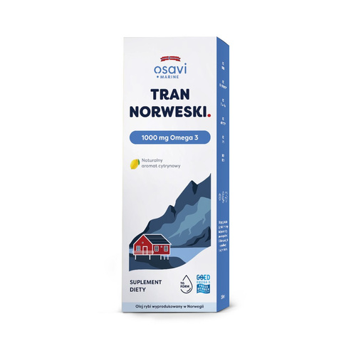 Tran norweski cytrynowy omega-3 (1000 mg) 500 ml - Osavi