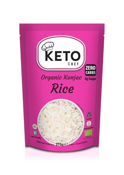 MAKARON KETO (KONJAC TYPU NOODLE W KSZTAŁCIE RYŻU) BEZGLUTENOWY BIO 270 g - KETO CHEF (BETTER THAN FOODS)