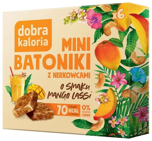 Batoniki Mini Z Nerkowców O Smaku Mango Lassi Bez Dodatku Cukru (6 X 17 G) 102 G - Dobra Kaloria