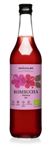 Kombucha Z Hibiskusem Bio 500 Ml - Delikatna (Zakwasownia)