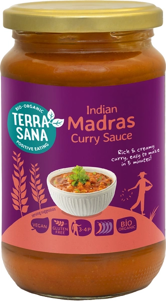 Sos Curry Indian Madras Bezglutenowy Bio 350 G - Terrasana