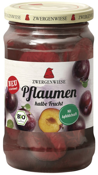 Śliwki połówki w lekkim syropie bezglutenowe 360 g (180 g) - Zwergenwiese (EKO)