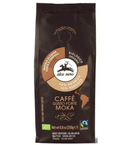 Kawa mielona arabica/robusta strong fair trade 250 g - Alce Nero (EKO)