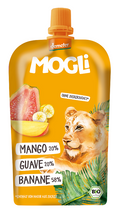 PRZECIER OWOCOWY BANAN - GUAWA - MANGO BEZ DODATKU CUKRÓW DEMETER BIO 120 g - MOGLI