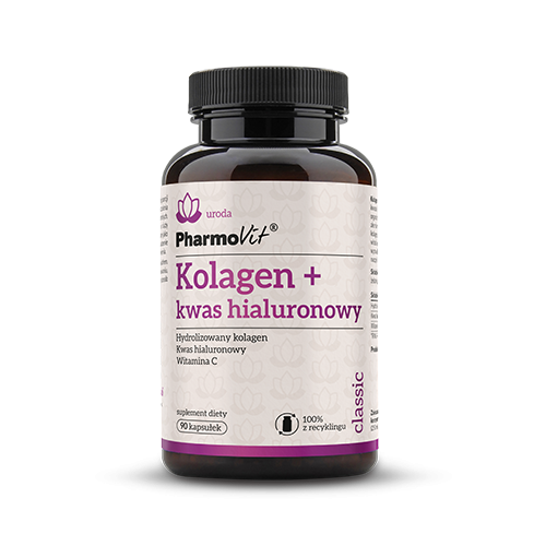 KOLAGEN + KWAS HIALURONOWY BEZGLUTENOWY 90 KAPSUŁEK 57,15 g - PHARMOVIT (CLASSIC)