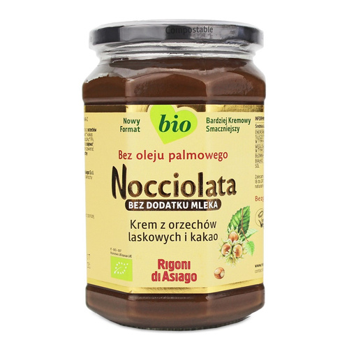 Nocciolata krem wegański z orzechów laskowych i kakao bezglutenowy 650 g - Rigoni Di Asiago (EKO)