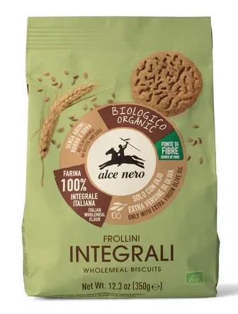Ciastka pełnoziarniste z oliwą z oliwek extra virgin 6,7 % 250 g - Alce Nero (EKO)