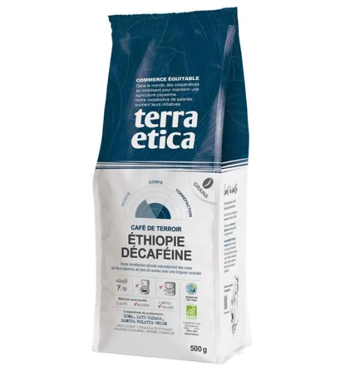 Kawa ziarnista bezkofeinowa arabica 100% etiopia fair trade 500 g - Terra Etica (EKO)