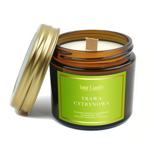 Świeca Sojowa Zapachowa Z Drewnianym Knotem Trawa Cytrynowa 120 Ml - Your Candle