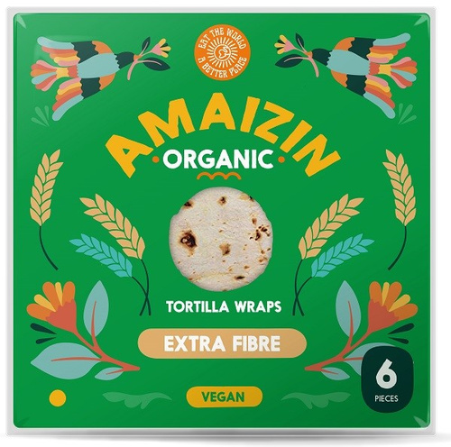 TORTILLA WRAPS Z OTRĘBAMI (ŹRÓDŁO BŁONNIKA POKARMOWEGO) BIO 240 g - AMAIZIN