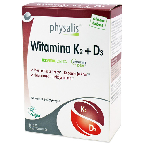 Witamina K2 i D3 60 tabletek podjęzykowych - Physalis