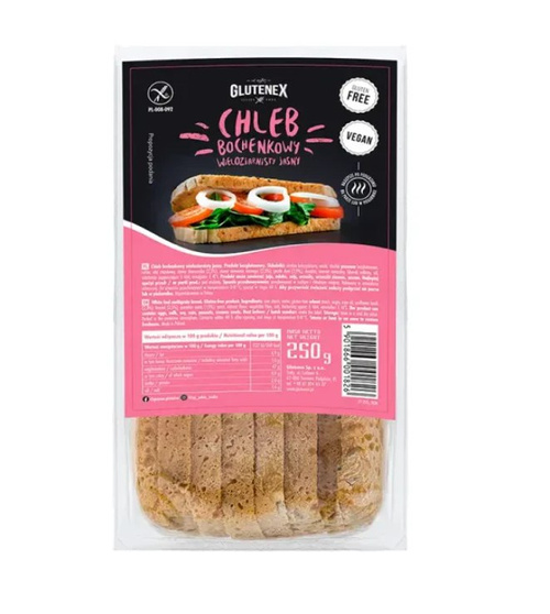 Chleb bochenkowy wieloziarnisty jasny bezglutenowy 250 g - Glutenex
