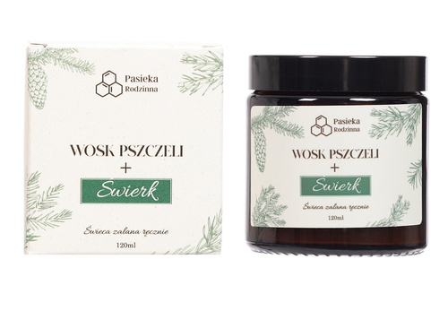 Świeca Zapachowa Z Wosku Pszczelego Świerk 120 Ml - Pasieka Rodzinna