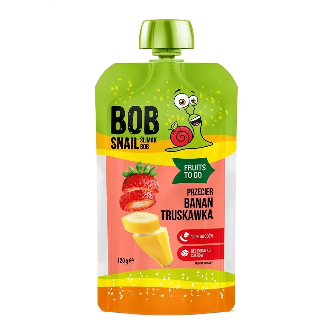 Przecier Banan - Truskawka Bez Dodatku Cukru 120 G - Bob Snail
