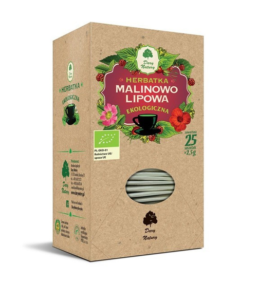 HERBATKA LIPOWO - MALINOWA BIO (25 x 2,5 g) 62,5 g - DARY NATURY