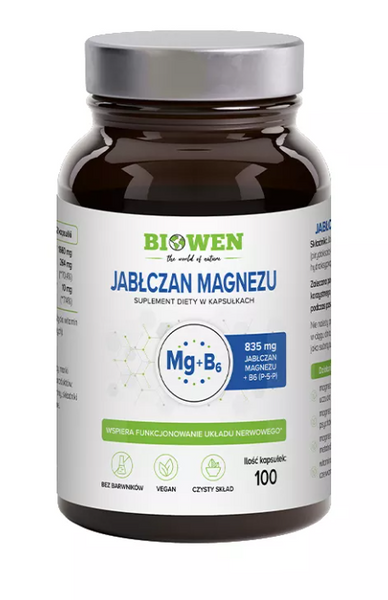 Jabłczan magnezu i witamina B6 100 szt. - Biowen