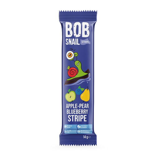 Przekąska bob snail stripe jabłko gruszka borówka bez dodatku cukru bezglutenowa 14 g - Bob Snail