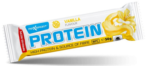 Baton proteinowy waniliowy w białej polewie bezglutenowy 50 g - Maxsport