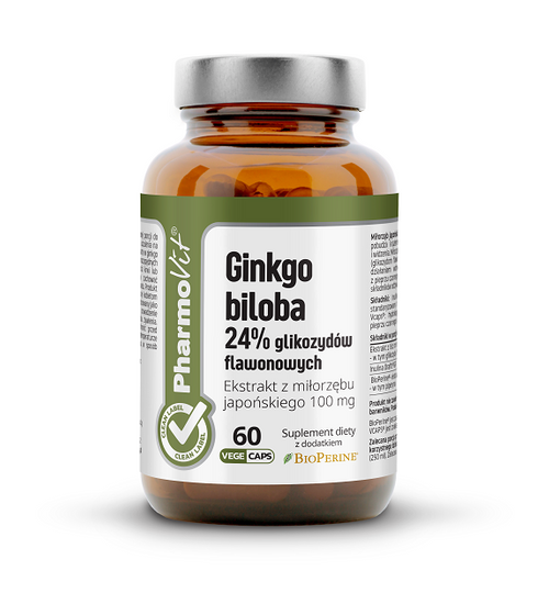 Miłorząb japoński ginkgo biloba (100 mg) bezglutenowy 60 szt. - Pharmovit