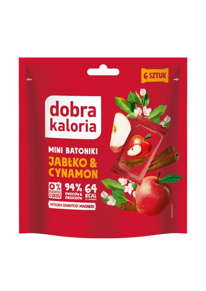 Batoniki Mini Jabłko & Cynamon Bez Dodatku Cukru (6 X 18 G) 108 G - Dobra Kaloria