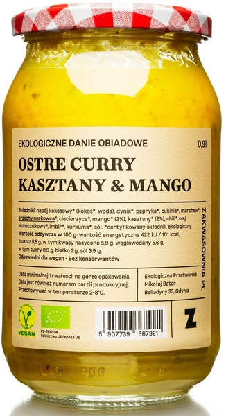 Curry Ostre Z Kasztanami I Mango Bio 900 Ml - Delikatna (Zakwasownia)