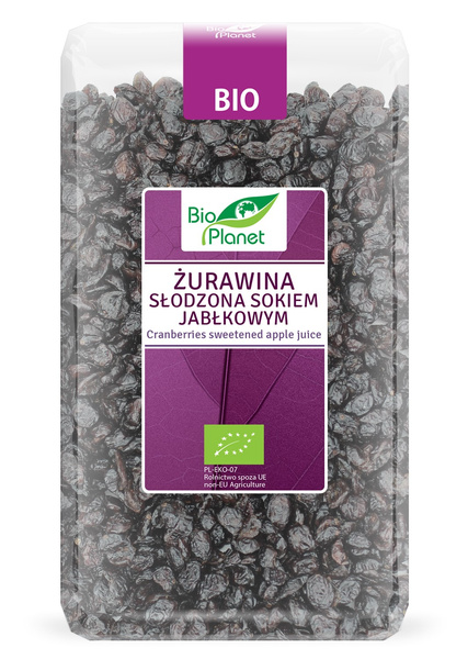 ŻURAWINA SŁODZONA SOKIEM JABŁKOWYM BIO 1 kg - BIO PLANET