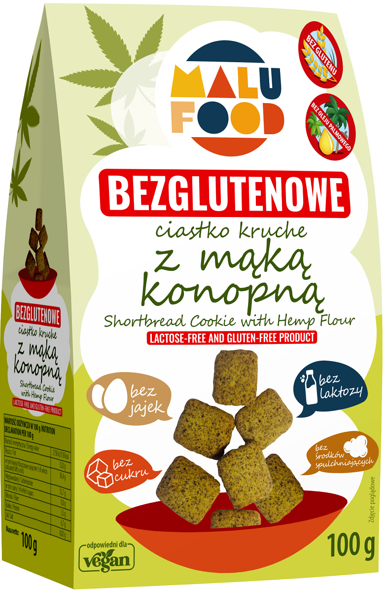 CIASTKA KRUCHE Z MĄKĄ KONOPNĄ BEZ CUKRU BEZGLUTENOWE 100 g MALU FOOD