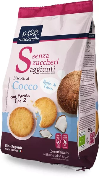 Ciastka z kokosem bez cukru 250g EKO - Sottolestelle