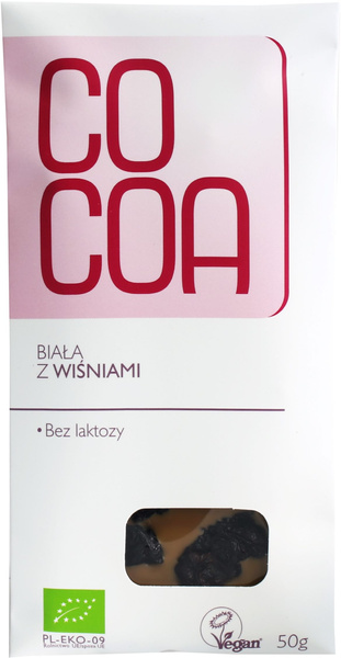 Czekolada Biała z Wiśniami 50g - COCOA EKO