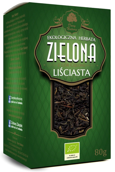 Herbata Zielona Cejlońska Liściasta 80g - Dary Natury